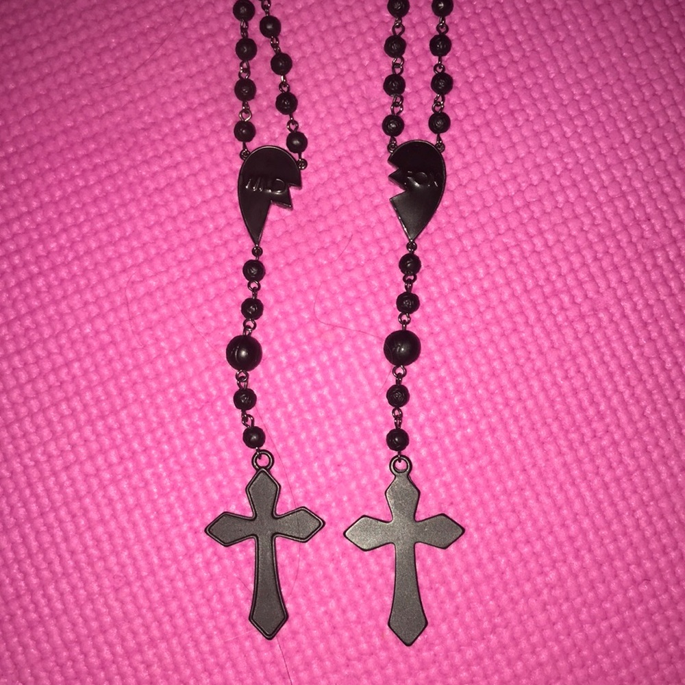 Wild fox rosary cross necklace